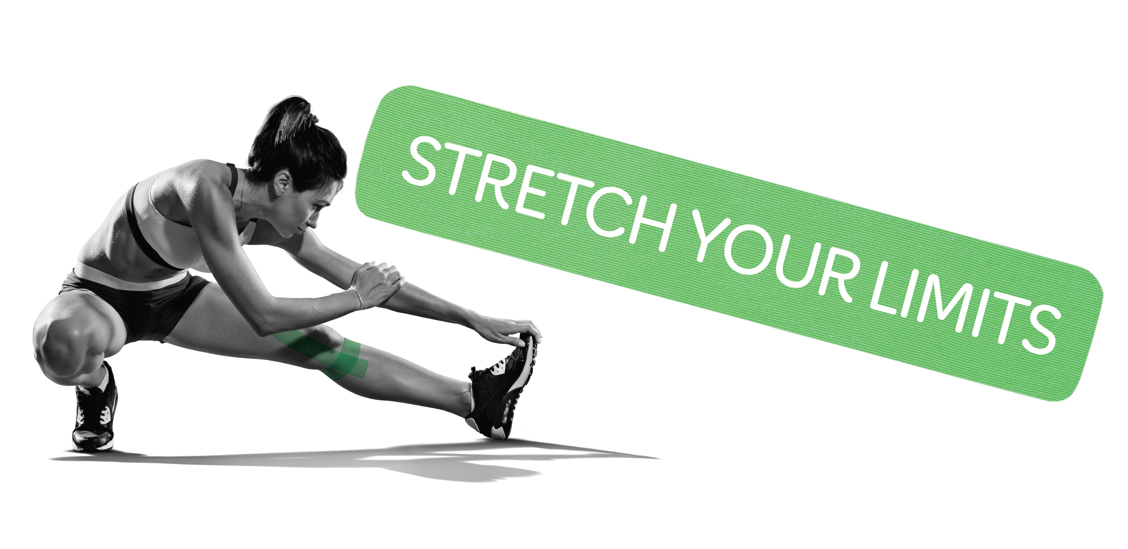 kinesiology tape of MuscleTape stretching banner